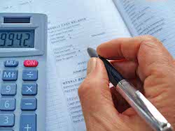 Picture of a person using a calculator