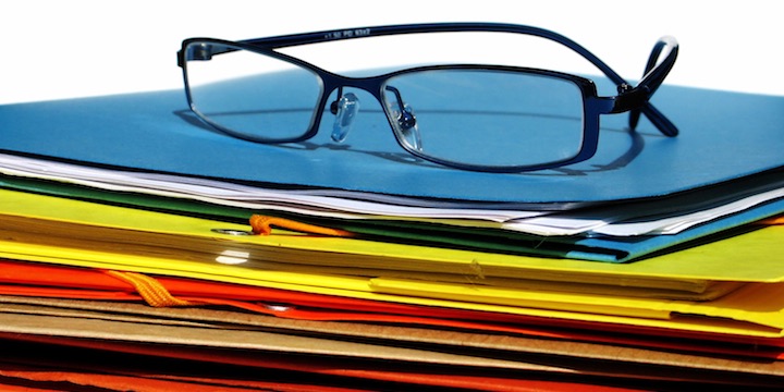 Picture of glasses on file folders